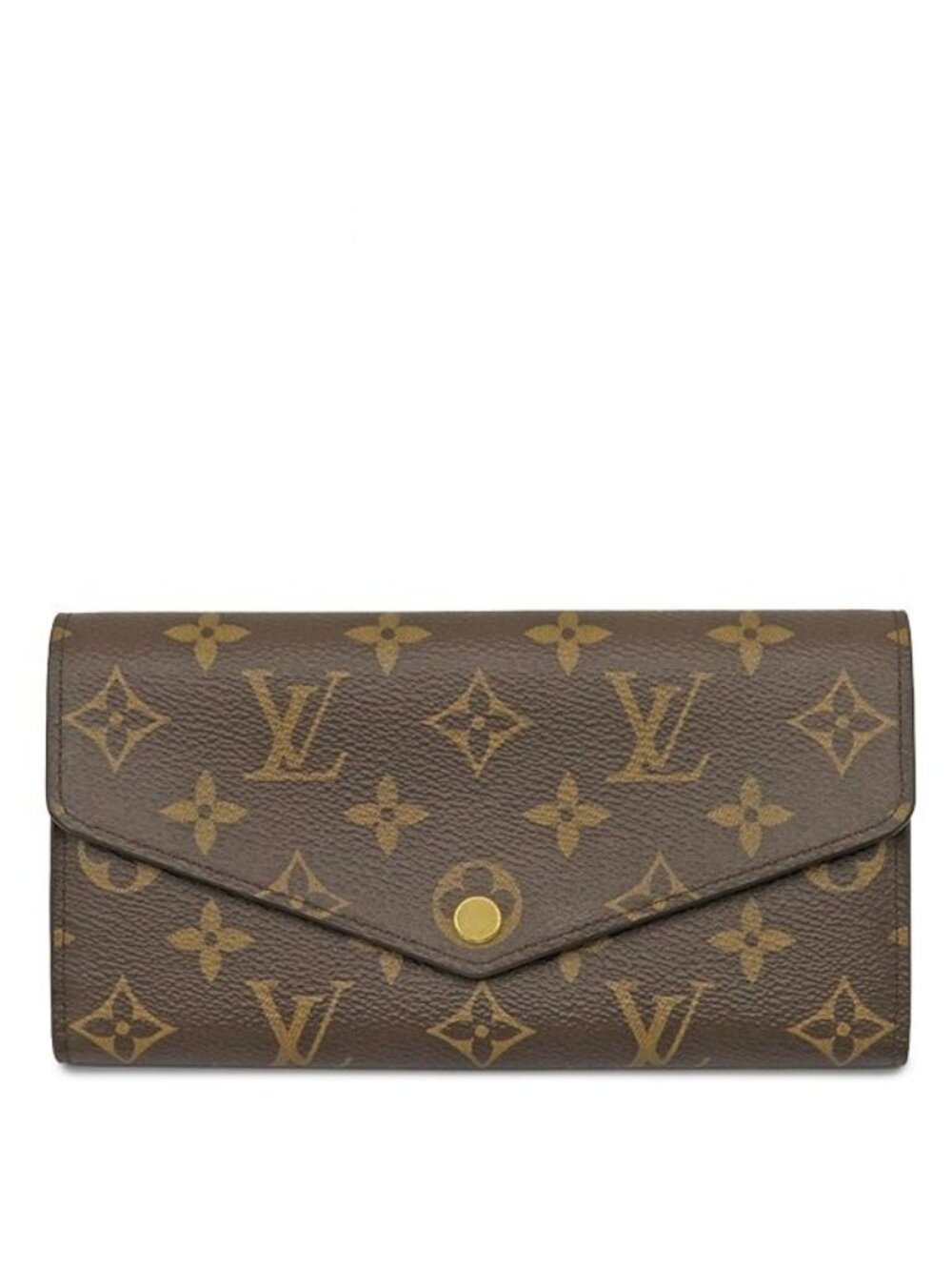 Louis Vuitton Wallet Portefeuille Sarah Monogram Canvas Gold Brown Flap Coin